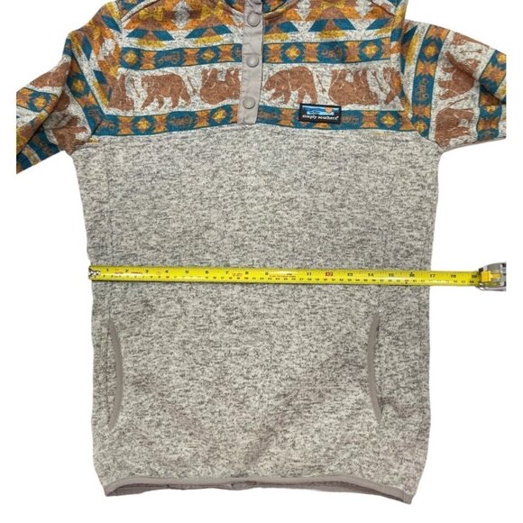 SIMPLY SOUTHERN Snap Neck Pullover "Southern Bear" Small Smoke Pockets Aztec EUC - Picture 11 of 15